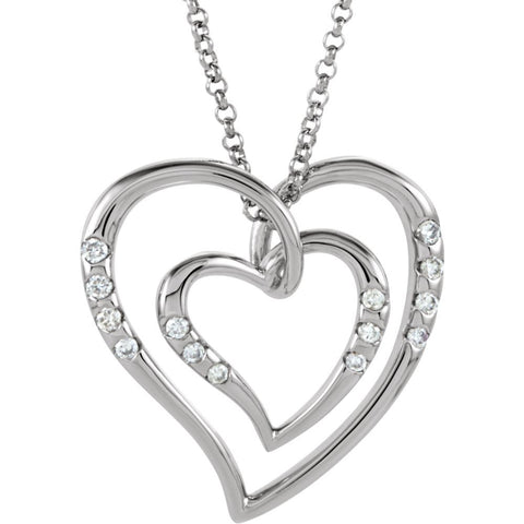 14k White Gold 1/10 CTW Diamond Heart Necklace