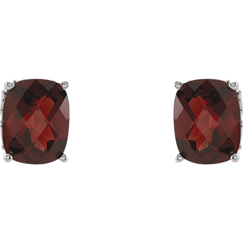 14k White Gold Genuine Mozambique Garnet Earrings