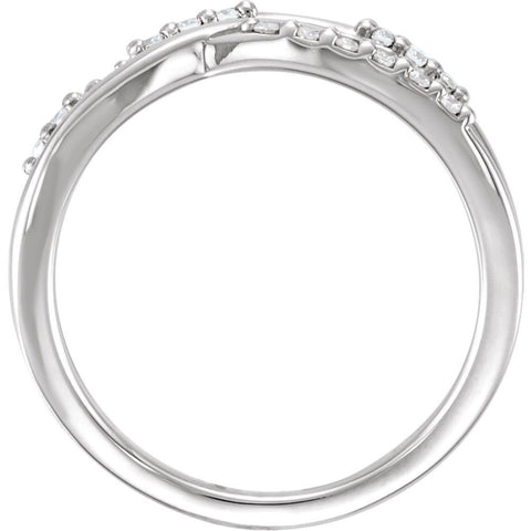 14k White Gold 1/4 CTW Diamond Criss-Cross Ring, Size 7