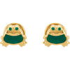 14k Yellow Gold Youth Enameled Frog Earrings