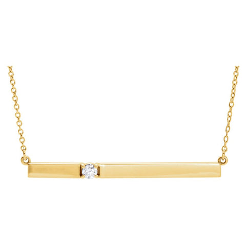 14k Yellow Gold 1/10 CTW Diamond Bar 17.5" Necklace