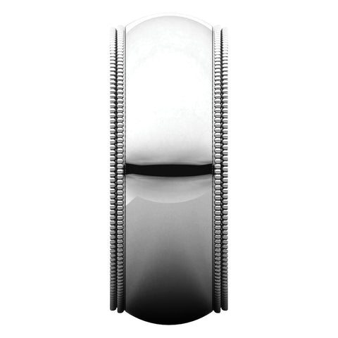 14k White Gold 8mm Double Milgrain Comfort Fit Band, Size 9.5