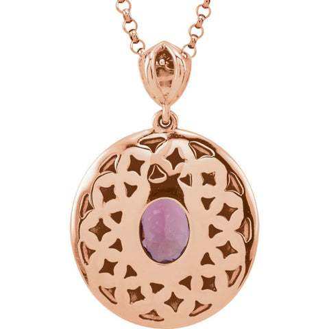 14k Rose Gold Pink Tourmaline & 1/5 CTW Diamond 18" Necklace