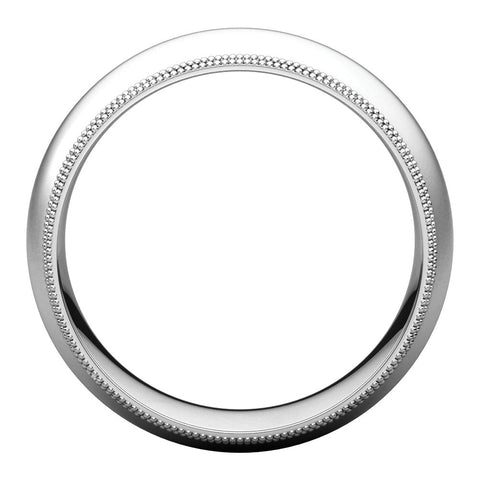 14k White Gold 8mm Double Milgrain Comfort Fit Band, Size 10