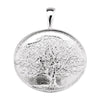 14K White Gold Heart Print Oak Tree Pendant