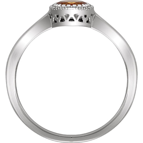 14k White Gold Citrine "November" Birthstone Ring, Size 7
