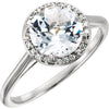 14k White Gold Topaz and 0.05 ctw. Diamond Halo-Style Ring, Size 7