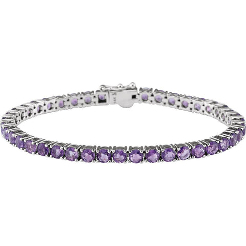 14k White Gold Amethyst 7.15" Line Bracelet
