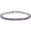 14K White Gold Amethyst 7.15-Inch Line Bracelet