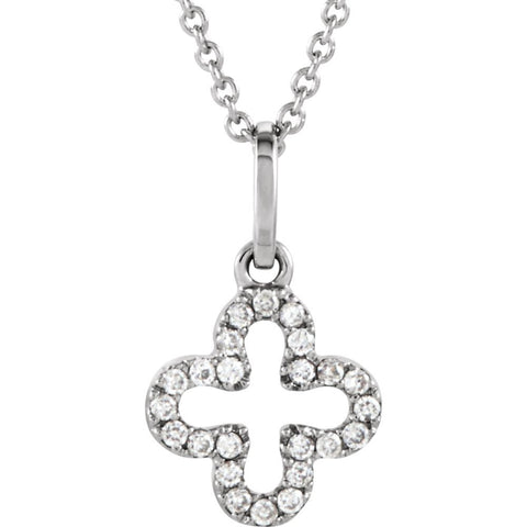 14k White Gold .07 CTW Petite Diamond Cross 16" Necklace