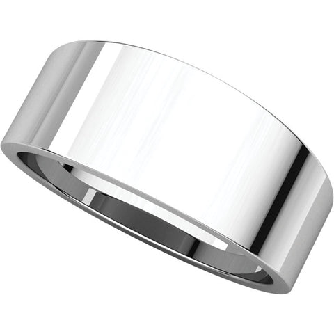 14k White Gold 8mm Flat Tapered Band, Size 11.5