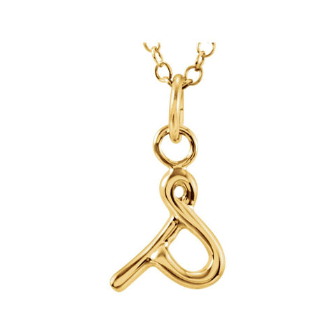 14k Yellow Gold Letter "S" Lowercase Script Initial Necklace