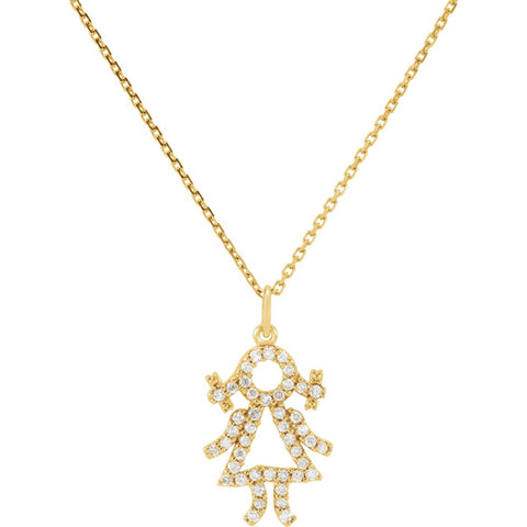 14k Yellow Gold 1/5 CTW Diamond Baby Girl Necklace