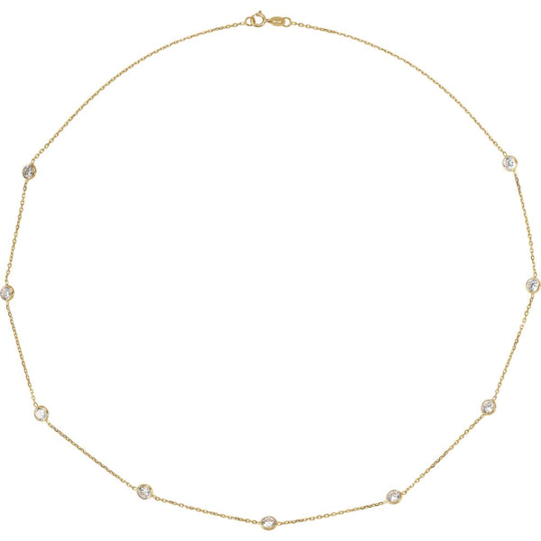 14k Yellow Gold Cubic Zirconia 18" Necklace