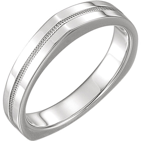 14k White Gold 3.5mm Band for Square Shank Solitaire Mounting, Size 7