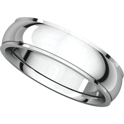 14k White Gold 5mm Comfort Fit Edge Band , Size 9