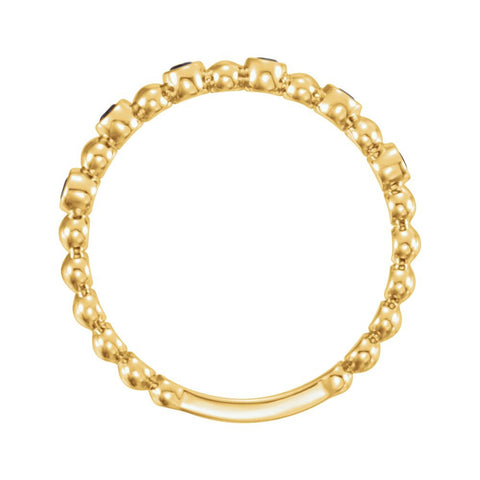14k Yellow Gold Blue Sapphire Stackable Ring , Size 7