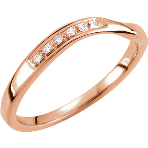 14k Rose Gold Stackable Diamond Wave Ring, Size 7