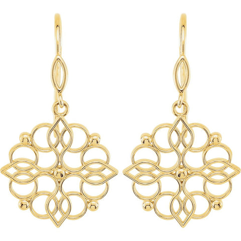 14k Yellow Gold Decorative Earrings