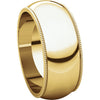 14k Yellow Gold 8mm Milgrain Band, Size 12