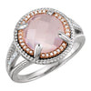 Sterling Silver Rose Gold Plated Rose Quartz & 1/8 ctw. Diamond Ring, Size 8