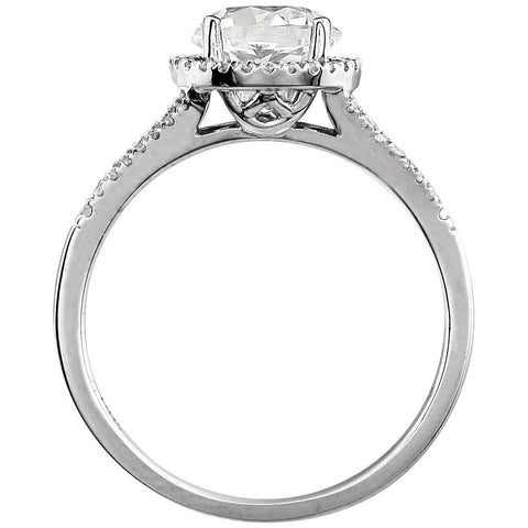 14k White Gold Lab Created White Sapphire & 1/6 CTW Diamond Ring, Size 7
