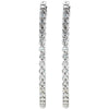 14k White Gold 1 CTW Diamond Inside/Outside Hoop Earrings