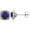 Pair of 0.015 CTTW Halo-Styled Button Earrings in Sterling Silver
