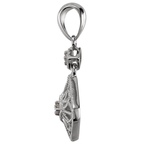 14k White Gold .06 CTW Diamond Filigree Pendant