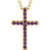 14K Yellow Gold Amethyst Cross 16-Inch Necklace