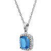 14k White Gold Swiss Blue Topaz & .05 CTW Diamond Necklace