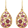 14k Yellow Gold Rhodolite Garnet Nest Design Earrings