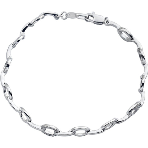 14k White Gold 1/6 CTW Diamond Link 7.5" Bracelet