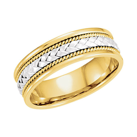 14K White & Yellow Gold 6.75mm Hand Woven Band Size 11.5