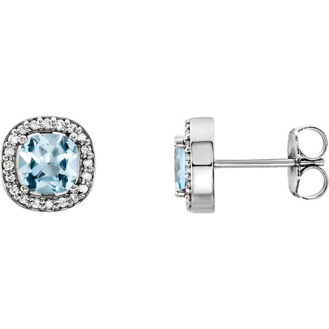 14k White Gold Sky Blue Topaz & 1/10 CTW Diamond Earrings