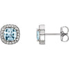 14K White Gold Sky Blue Topaz & 1/10 CTW Diamond Earrings