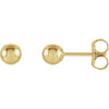 04.00 mm Pair of Ball Earrings with Bright Finish and Backs in 14K Yellow Gold