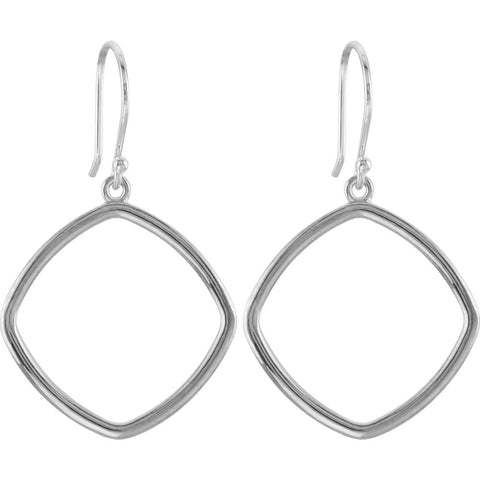 14k White Gold Square Shaped Earrings
