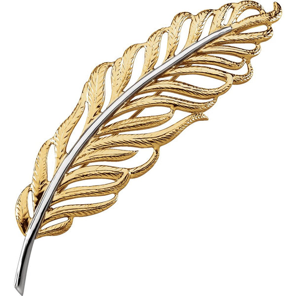 14k White/Yellow Gold Feather Brooch