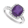 14K White Gold Amethyst & 0.07 CTW Diamond Ring (Size 6)