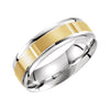 10k Yellow & White Gold 6.5mm Lightweight Grooved Comfort-Fit Wedding Band for Men, Size 10