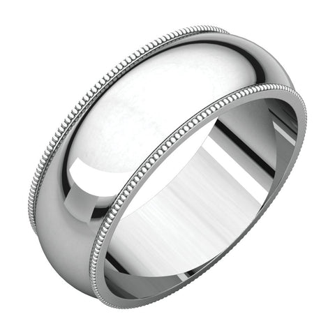 10k White Gold 7mm Milgrain Band, Size 13