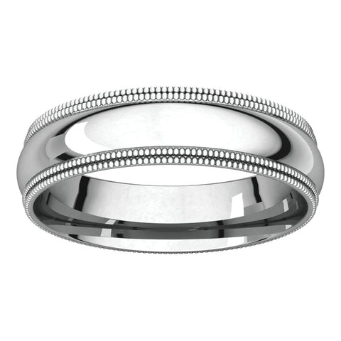 14k White Gold 5mm Double Milgrain Comfort Fit Bands, Size 9