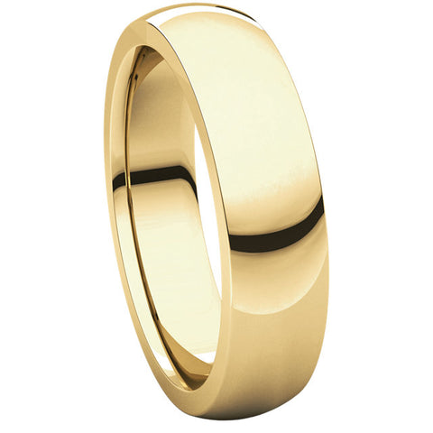 14k Yellow Gold 6mm Heavy Comfort Fit Band, Size 11