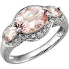 14K White Gold Morganite & 1/10 CTW Diamond Ring (Size 6)