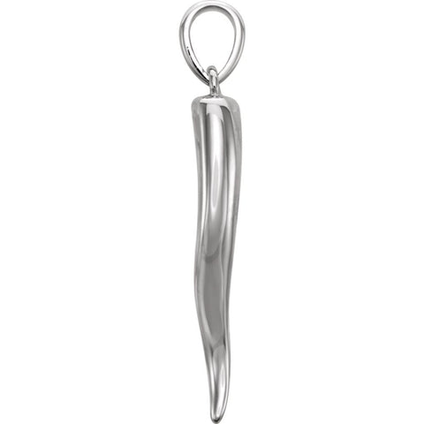 14k White Gold 25.7mm Italian Horn Pendant