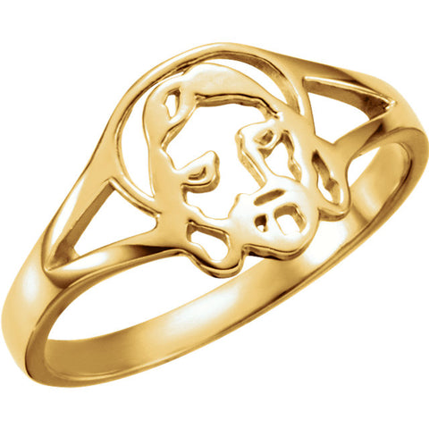 14k Yellow Gold Face of Jesus Ring, Size 7