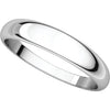 14k White Gold 4mm Half Round Tapered Band, Size 6.5