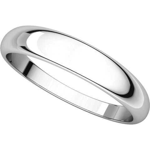 14k White Gold 4mm Half Round Tapered Band, Size 10