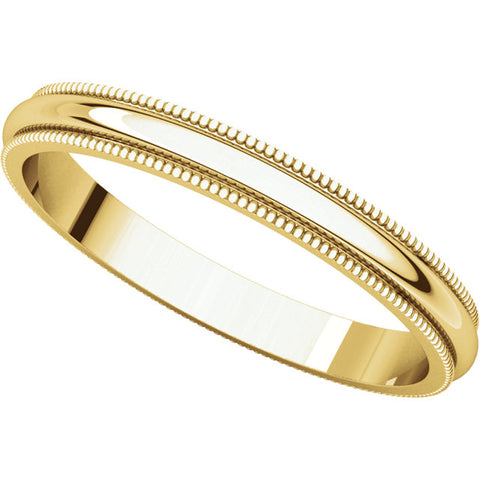 10k Yellow Gold 2.5mm Milgrain Band, Size 5.5